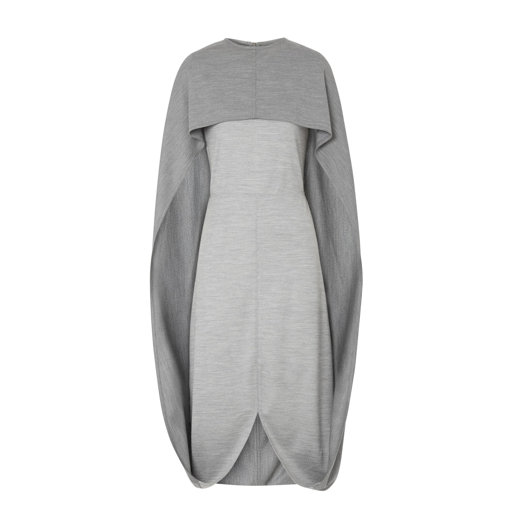 Robe droite en jersey de laine technique avec cape - Cloud Grey