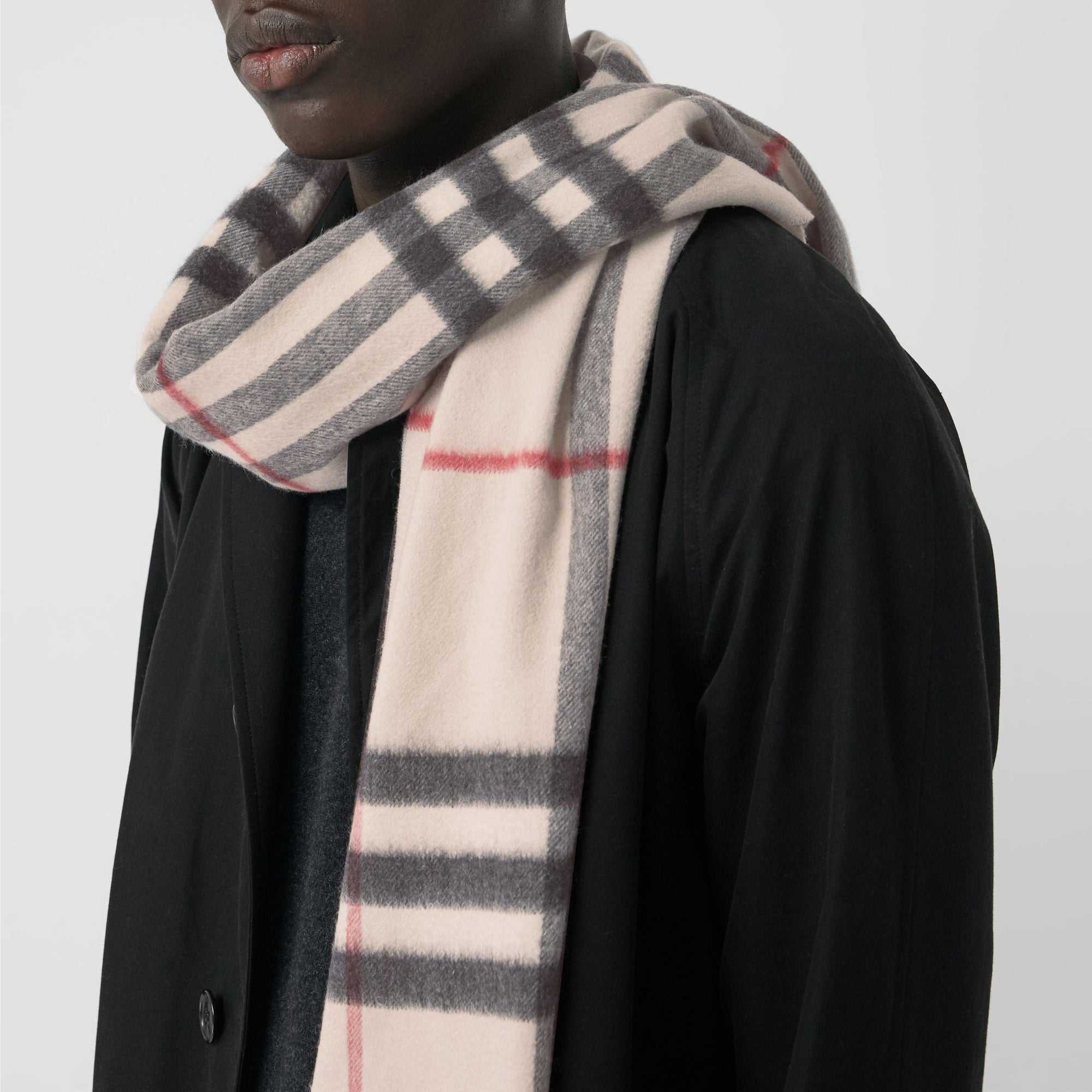 Écharpe en cachemire à motif check classique - Stone Check