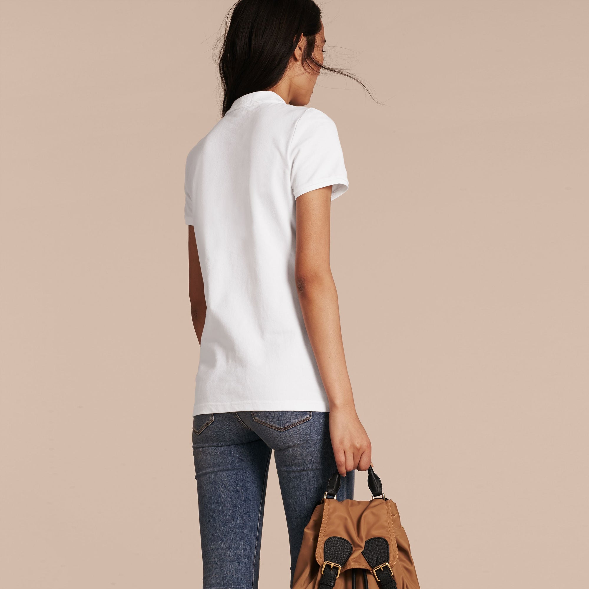 Polo en piqué de coton - White