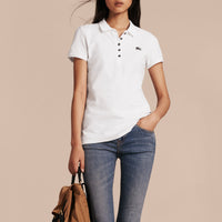 Polo en piqué de coton - White