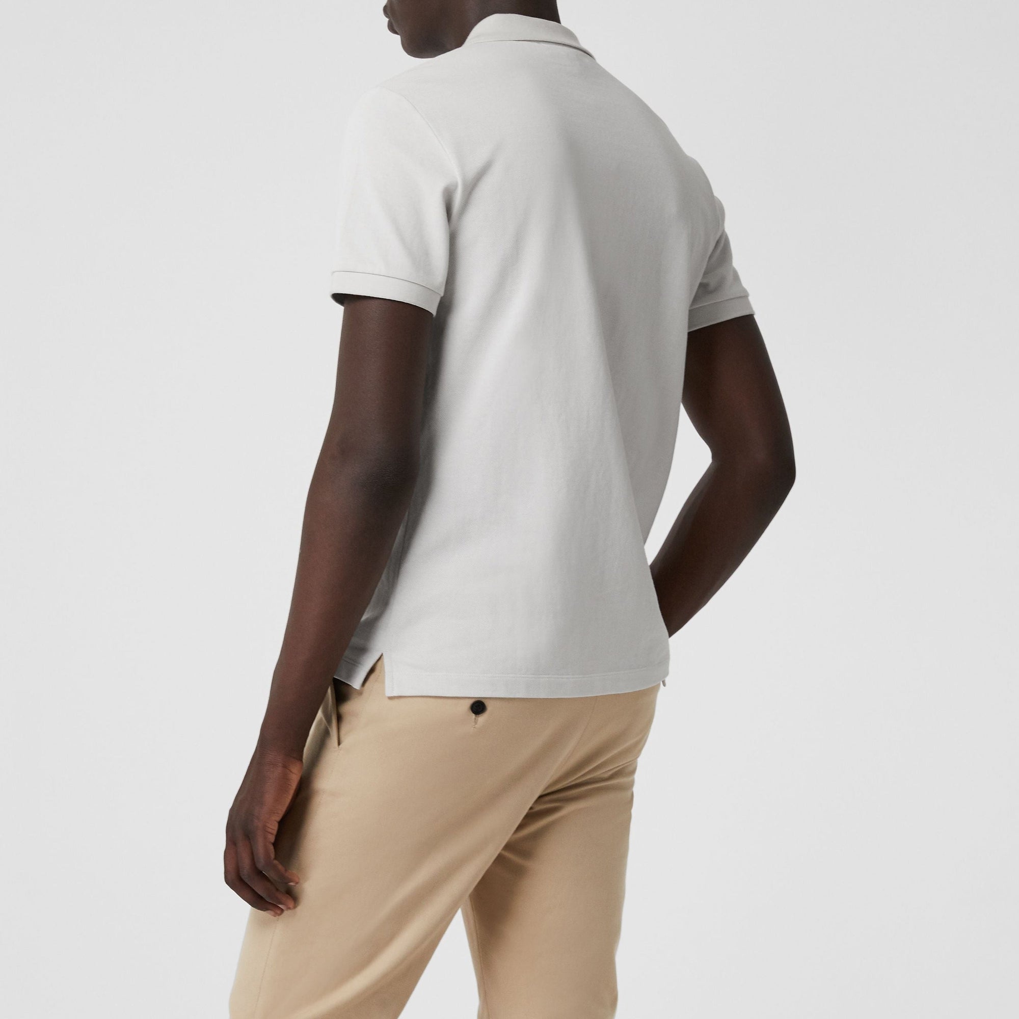 Polo en piqué de coton à motif check - White