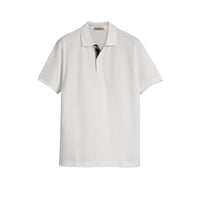 Polo en piqué de coton à motif check - White