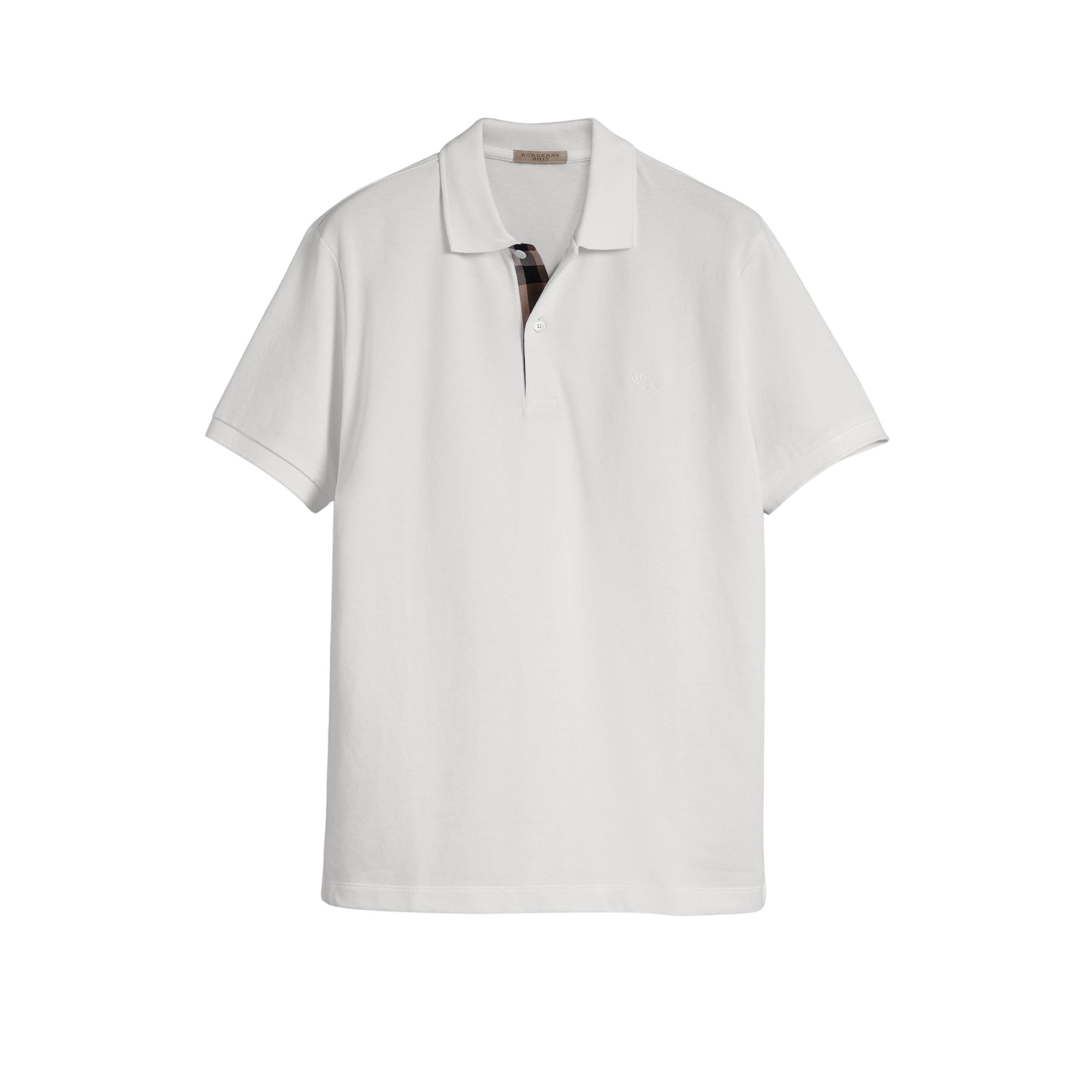 Polo en piqué de coton à motif check - White