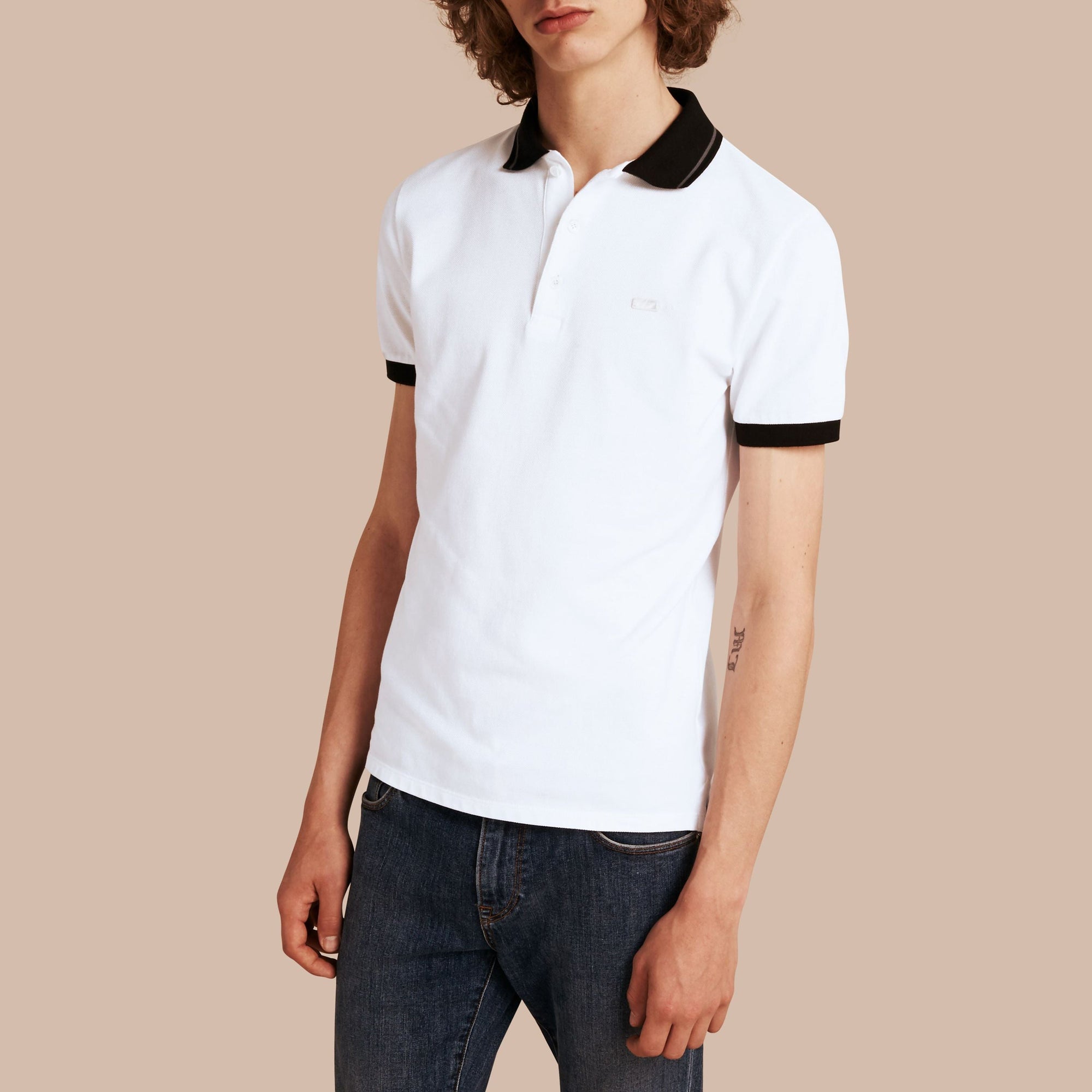 Polo à éléments contrastants - White & Mid Grey