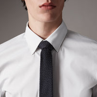 Chemise ajustée en coton extensible - White