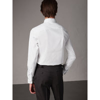 Chemise ajustée en coton extensible - White