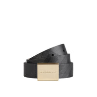 Ceinture en cuir à motif check en relief - Black