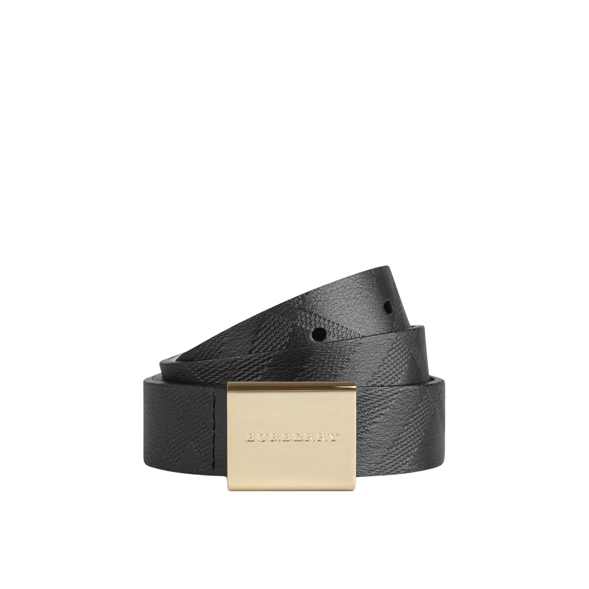 Ceinture en cuir à motif check en relief - Black