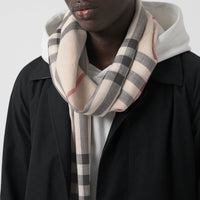 Foulard léger en laine et soie à motif check - Stone Check