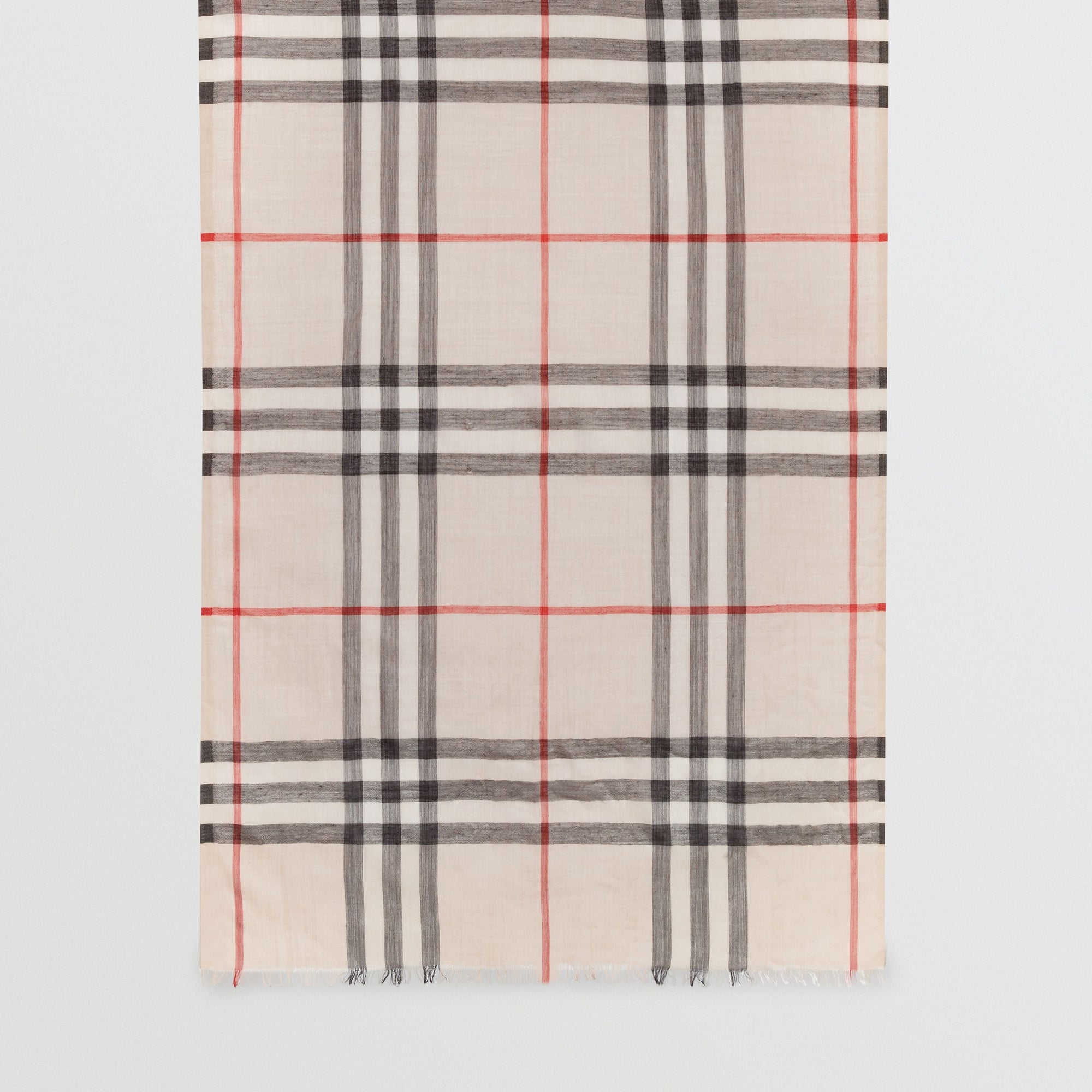 Foulard léger en laine et soie à motif check - Stone Check