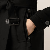 Trench-coat court en double sergé de laine - Black