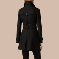 Trench-coat court en double sergé de laine - Black