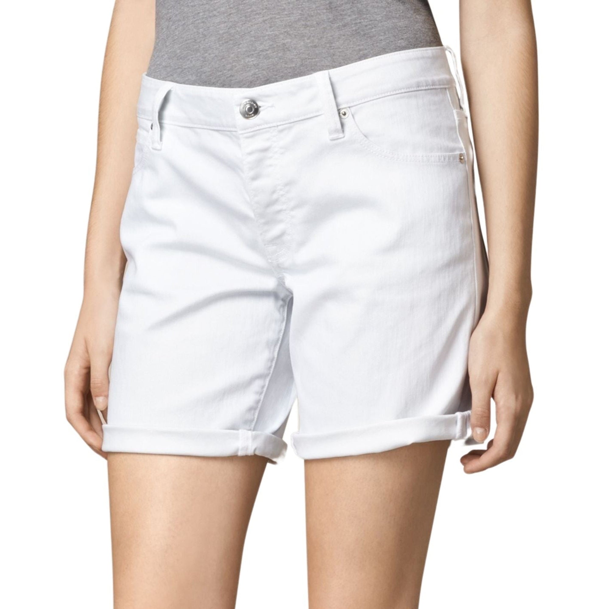 Short taille basse en denim - White