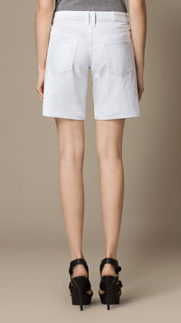 Short taille basse en denim - White