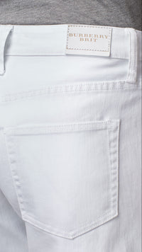 Short taille basse en denim - White