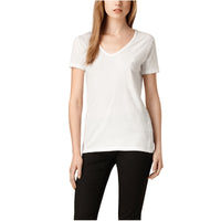 T-shirt en v en jersey de coton - White
