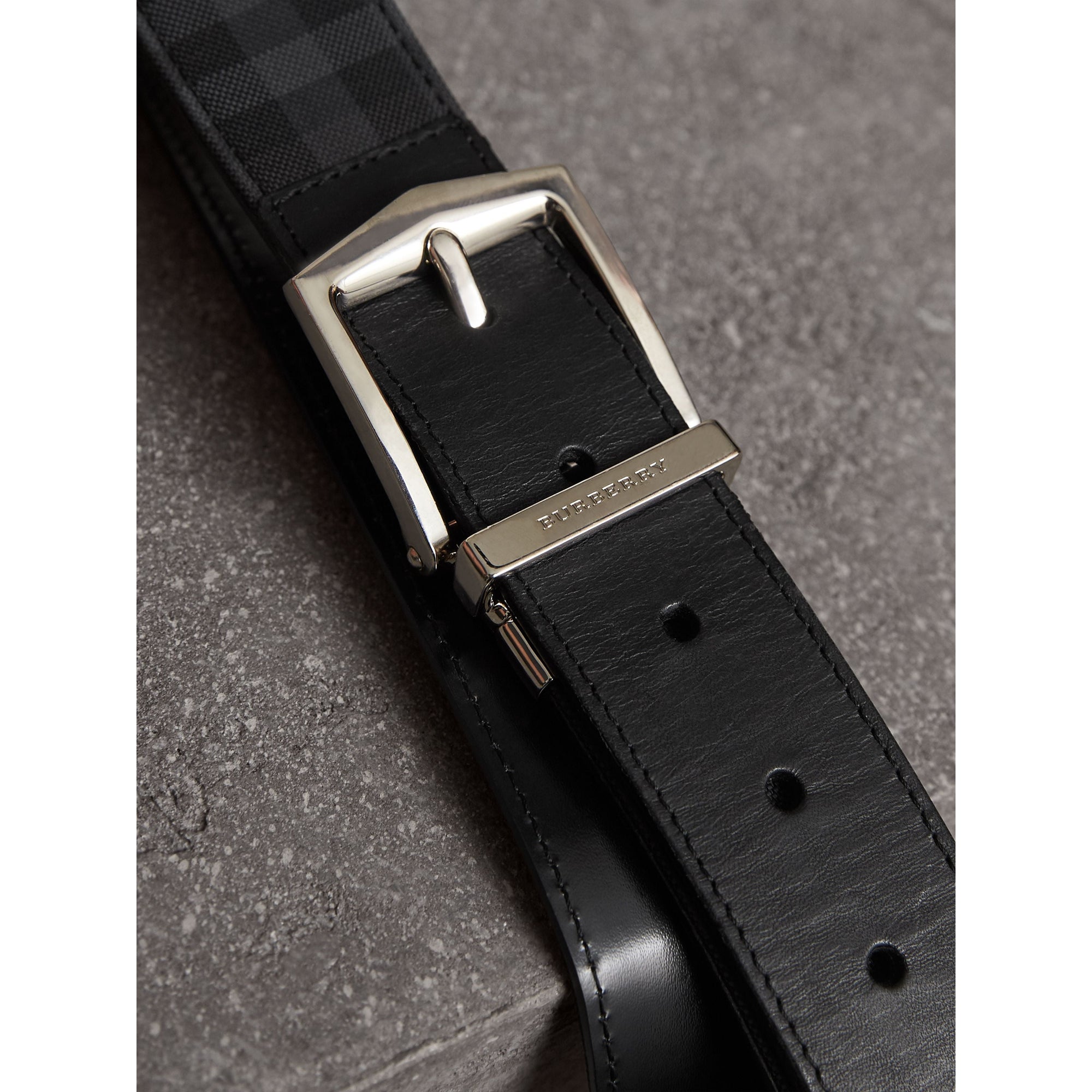 Ceinture réversible à motif Horseferry check - Charcoal & Black