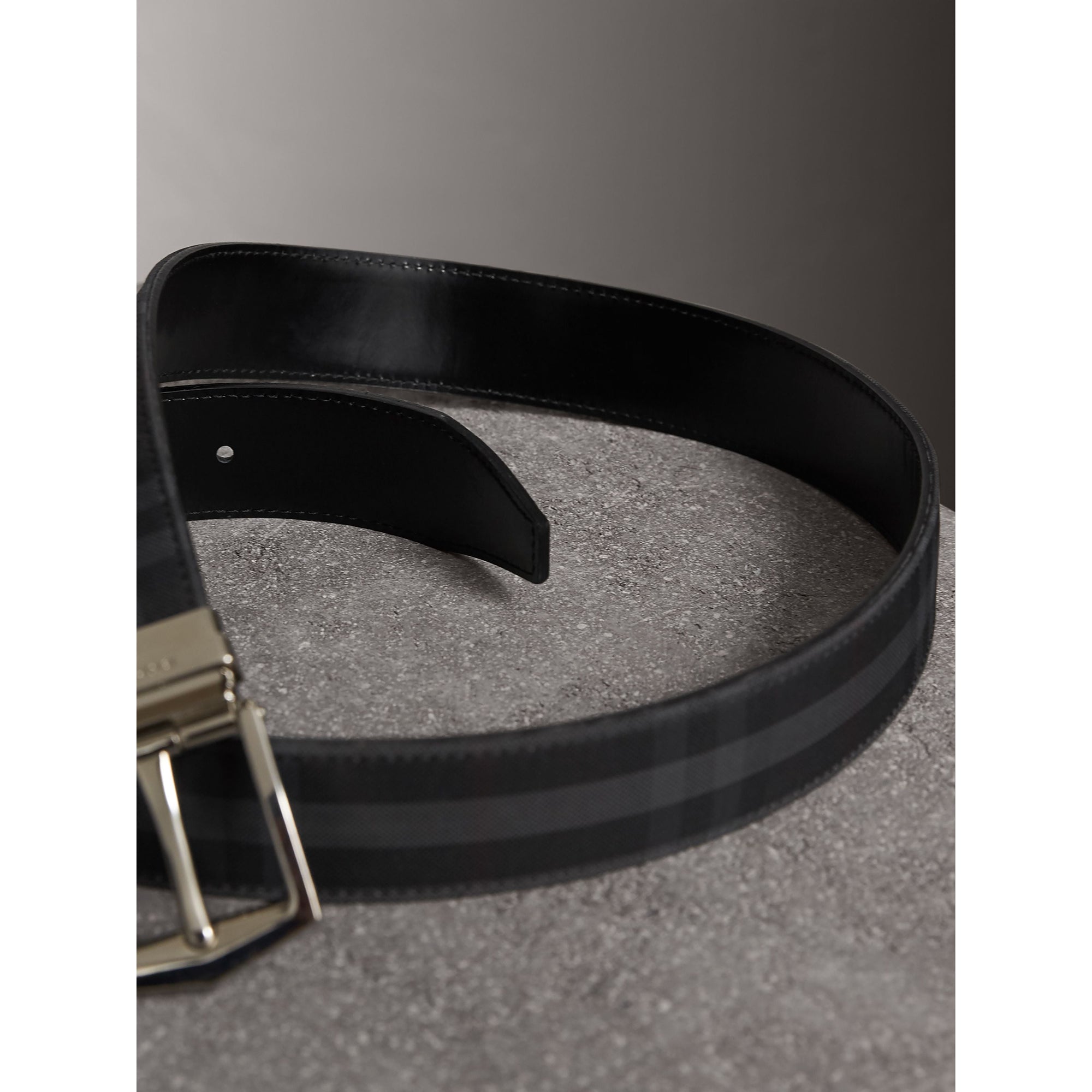 Ceinture réversible à motif Horseferry check - Charcoal & Black