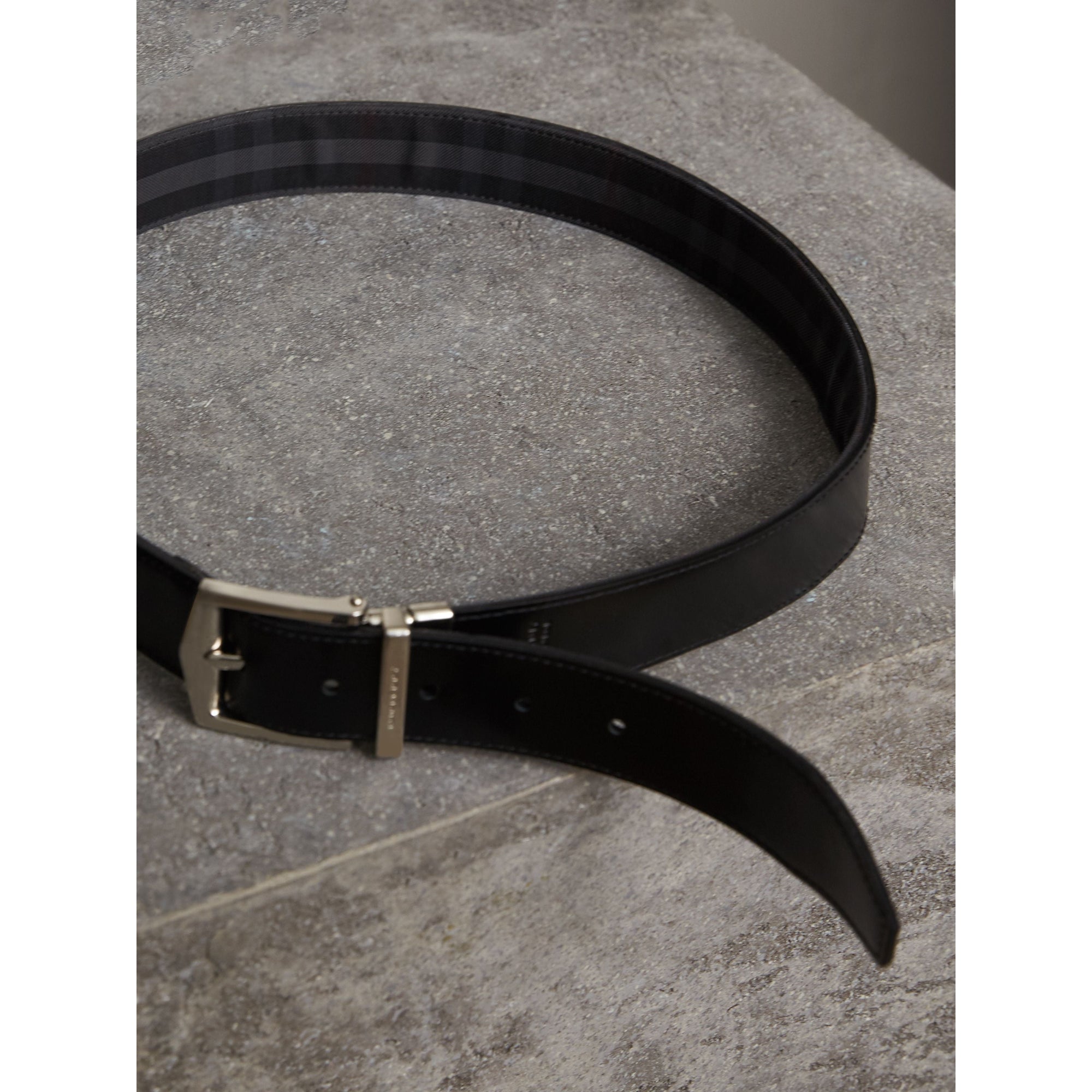 Ceinture réversible à motif Horseferry check - Charcoal & Black