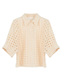 Blouse brodée en soie - Rose Ombre