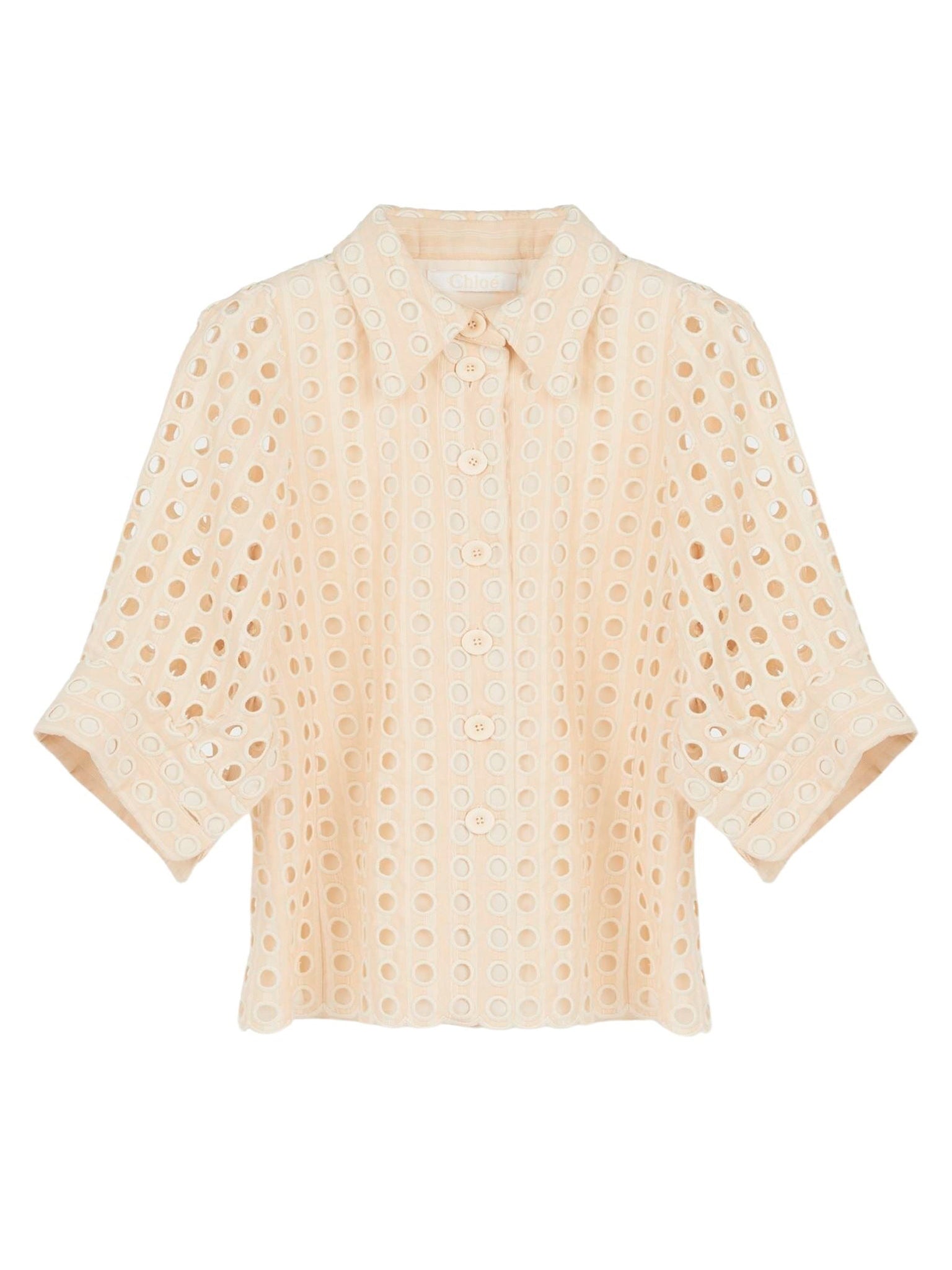 Blouse brodée en soie - Rose Ombre
