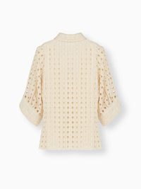 Blouse brodée en soie - Rose Ombre