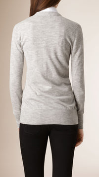 Cardigan à col V en cachemire - Light Grey Melange