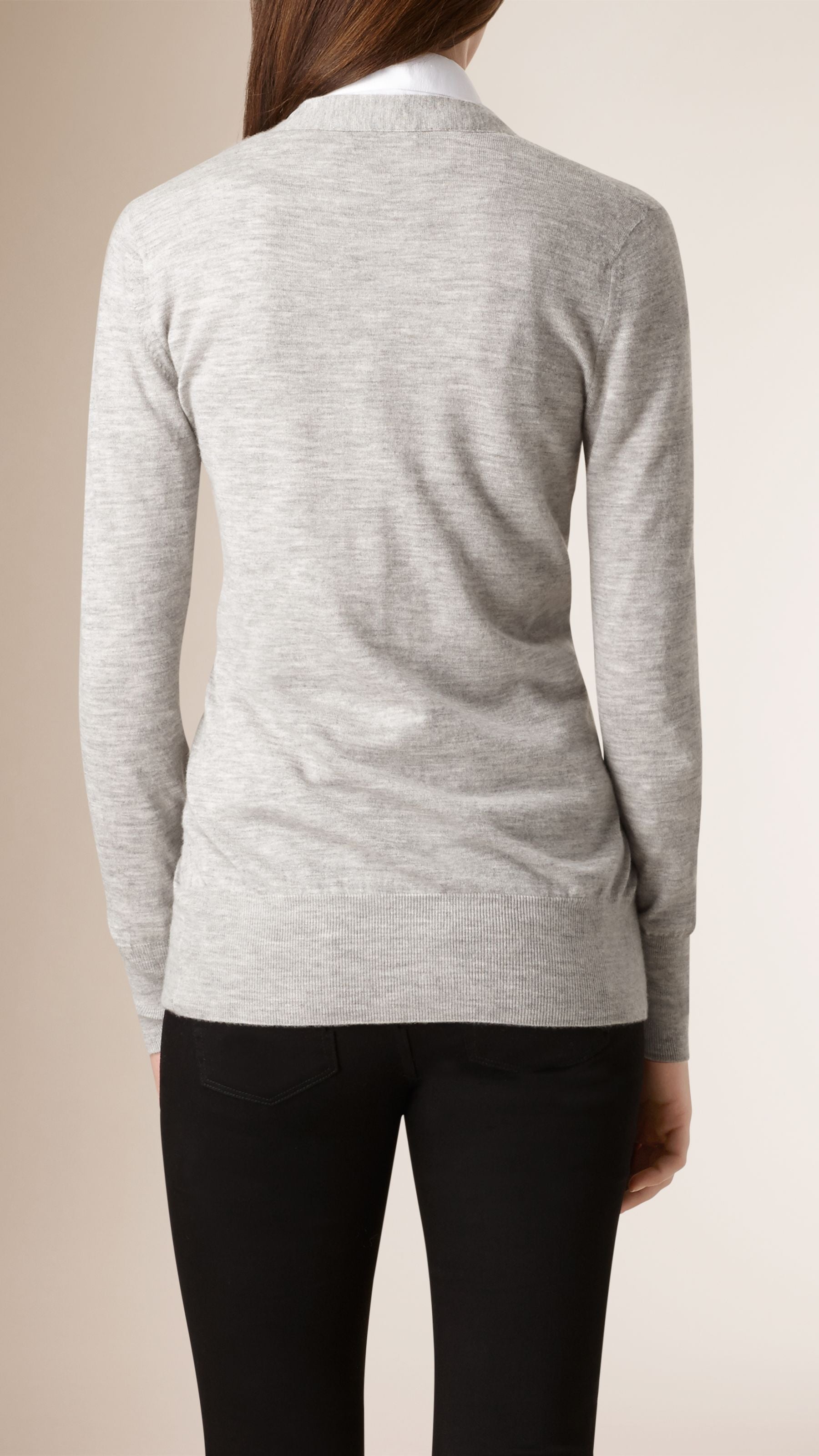 Cardigan à col V en cachemire - Light Grey Melange