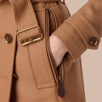 Trench-coat court en double sergé de laine - Camel