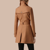 Trench-coat court en double sergé de laine - Camel
