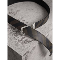 Ceinture réversible en tissu London check et cuir - Black