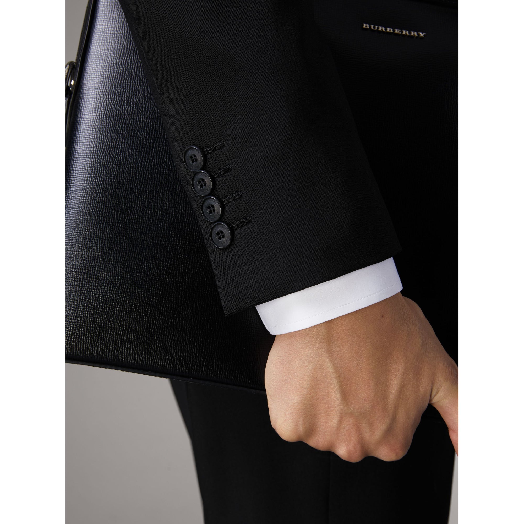 Costume de coupe étroite en laine - Black