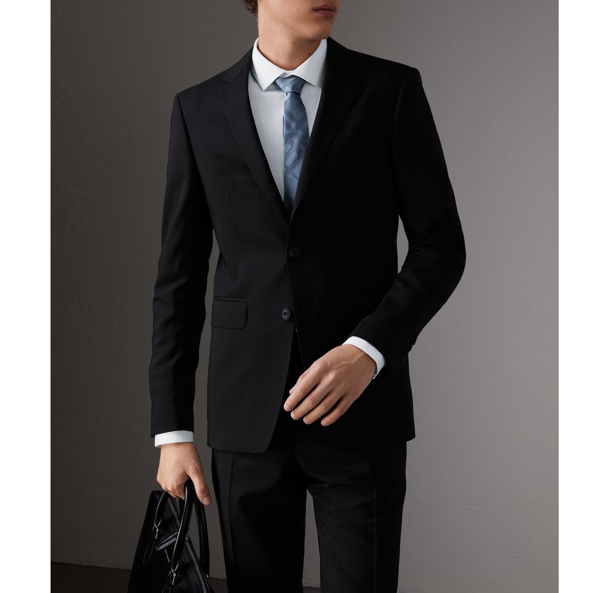 Costume de coupe étroite en laine - Black