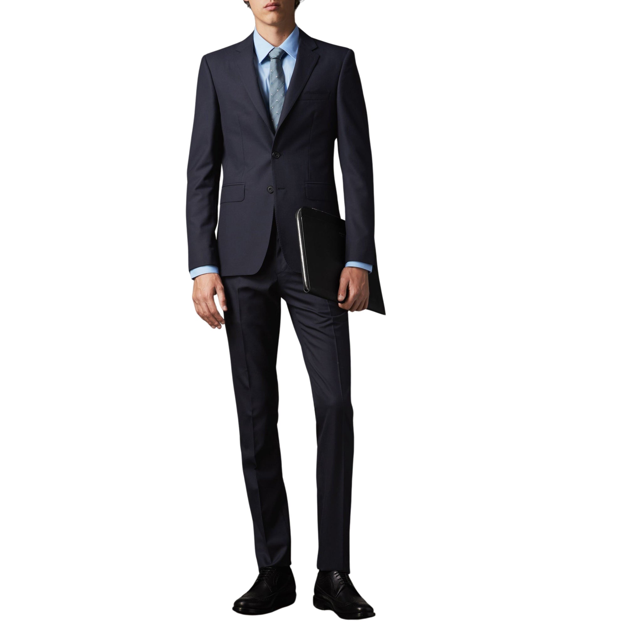 Costume de coupe étroite en laine - Navy