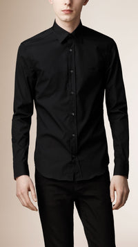 Chemise extensible à éléments check - Black
