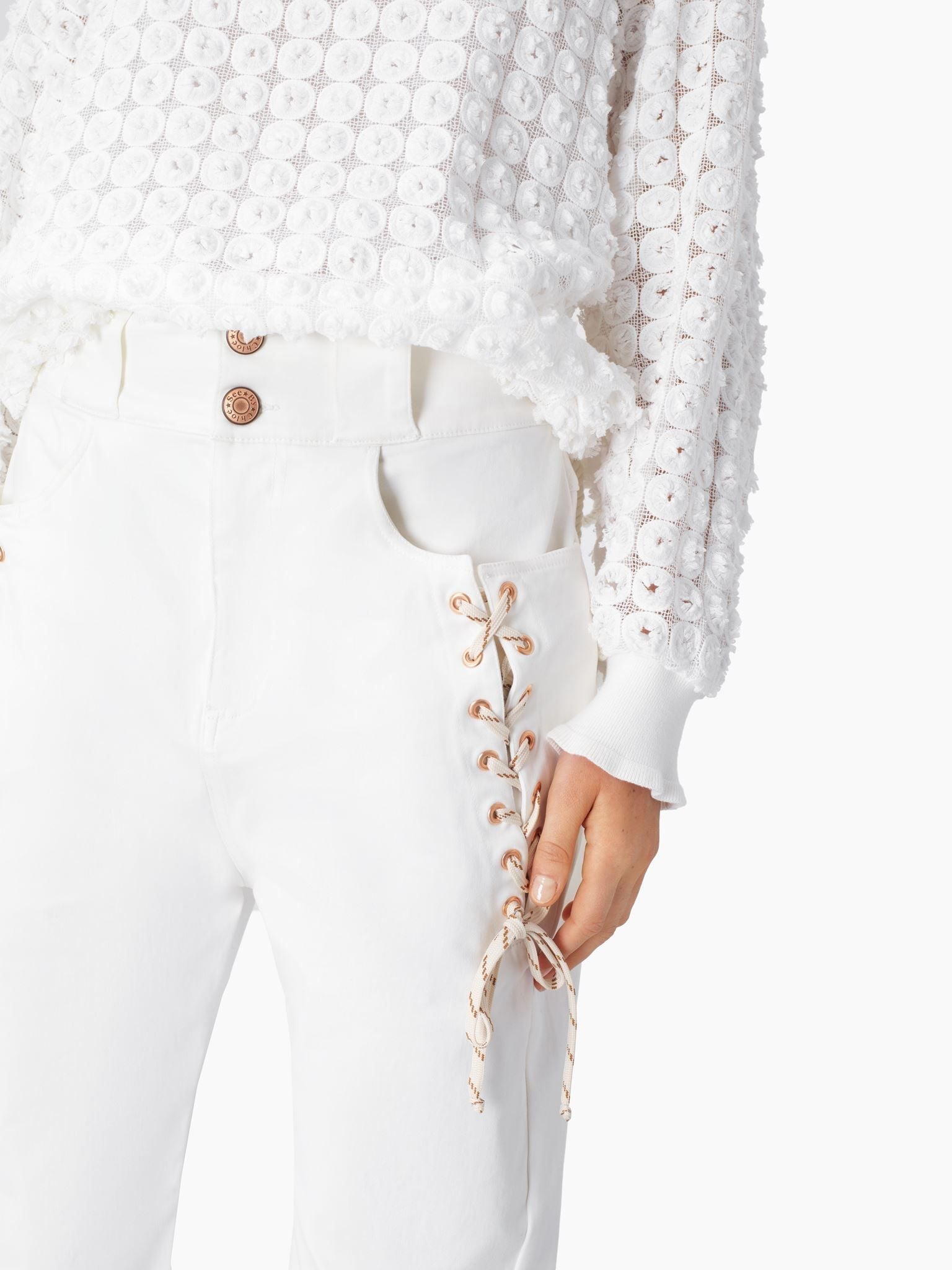 Pantalon carotte en denim - White Powder