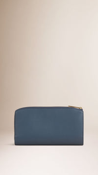 Portefeuille zippé en cuir lisse - Dark Slate Blue