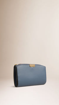 Portefeuille zippé en cuir lisse - Dark Slate Blue