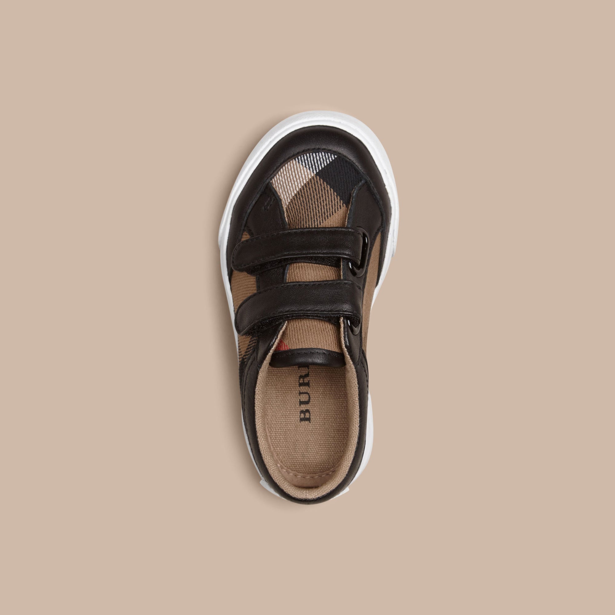 Sneakers en coton à motif House check et cuir - Black