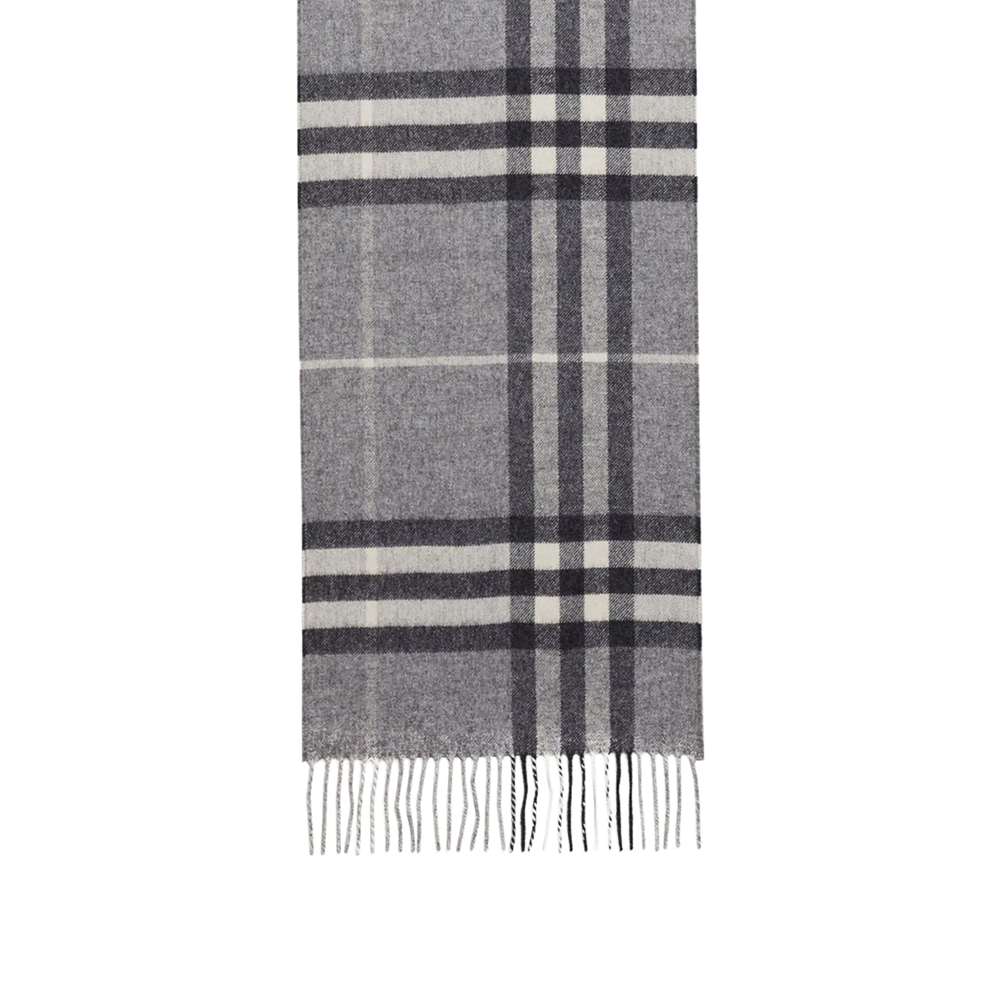 Écharpe en cachemire à motif Check classique - Pale Grey
