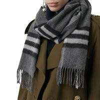 Écharpe en cachemire à motif Check classique - Mid Grey