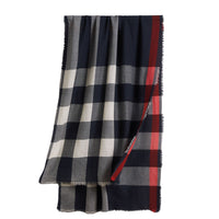 Écharpe légère en cachemire à motif check - Navy
