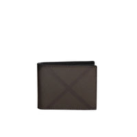Portefeuille à rabat en cuir et tissu - Chocolate & Black