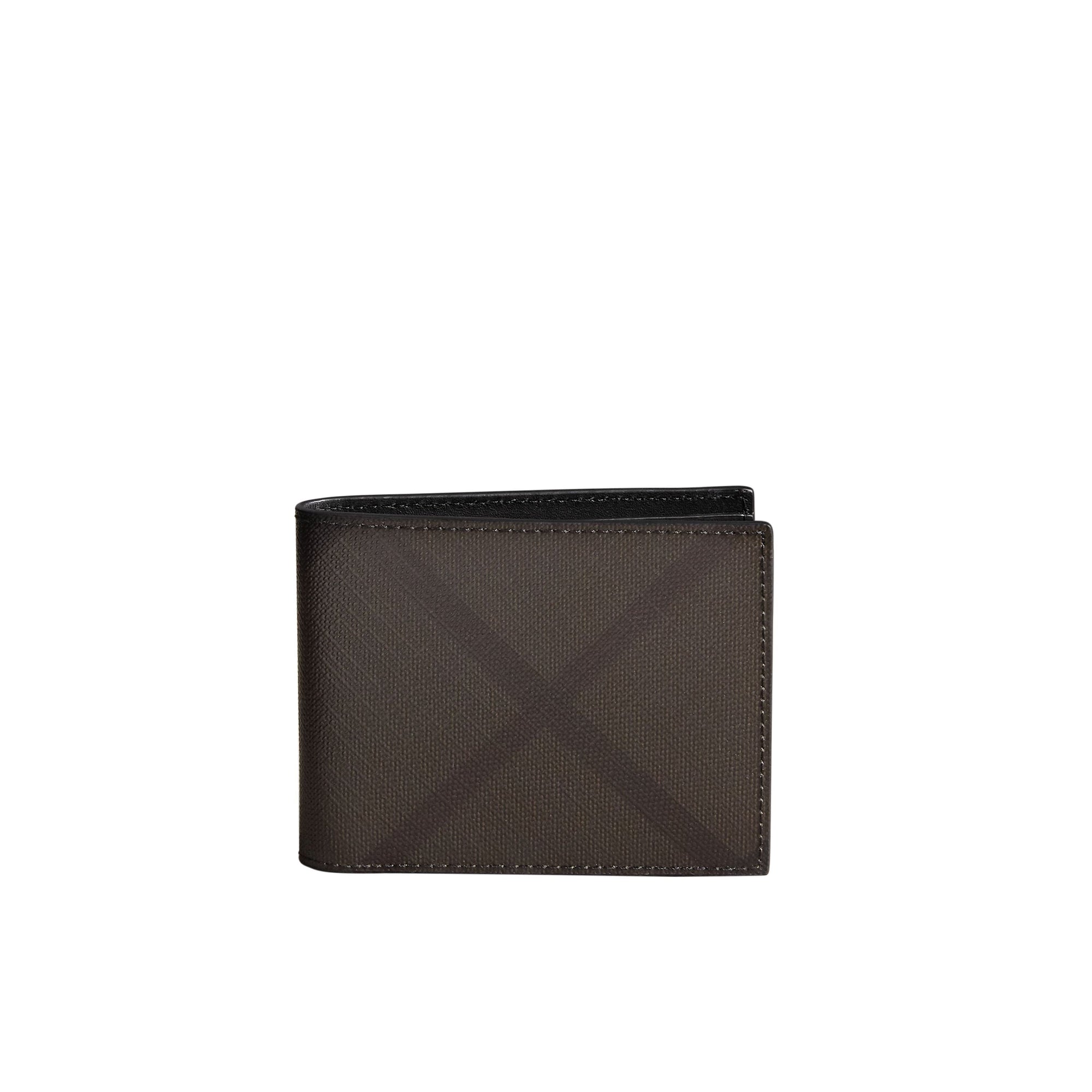 Portefeuille à rabat en cuir et tissu - Chocolate & Black