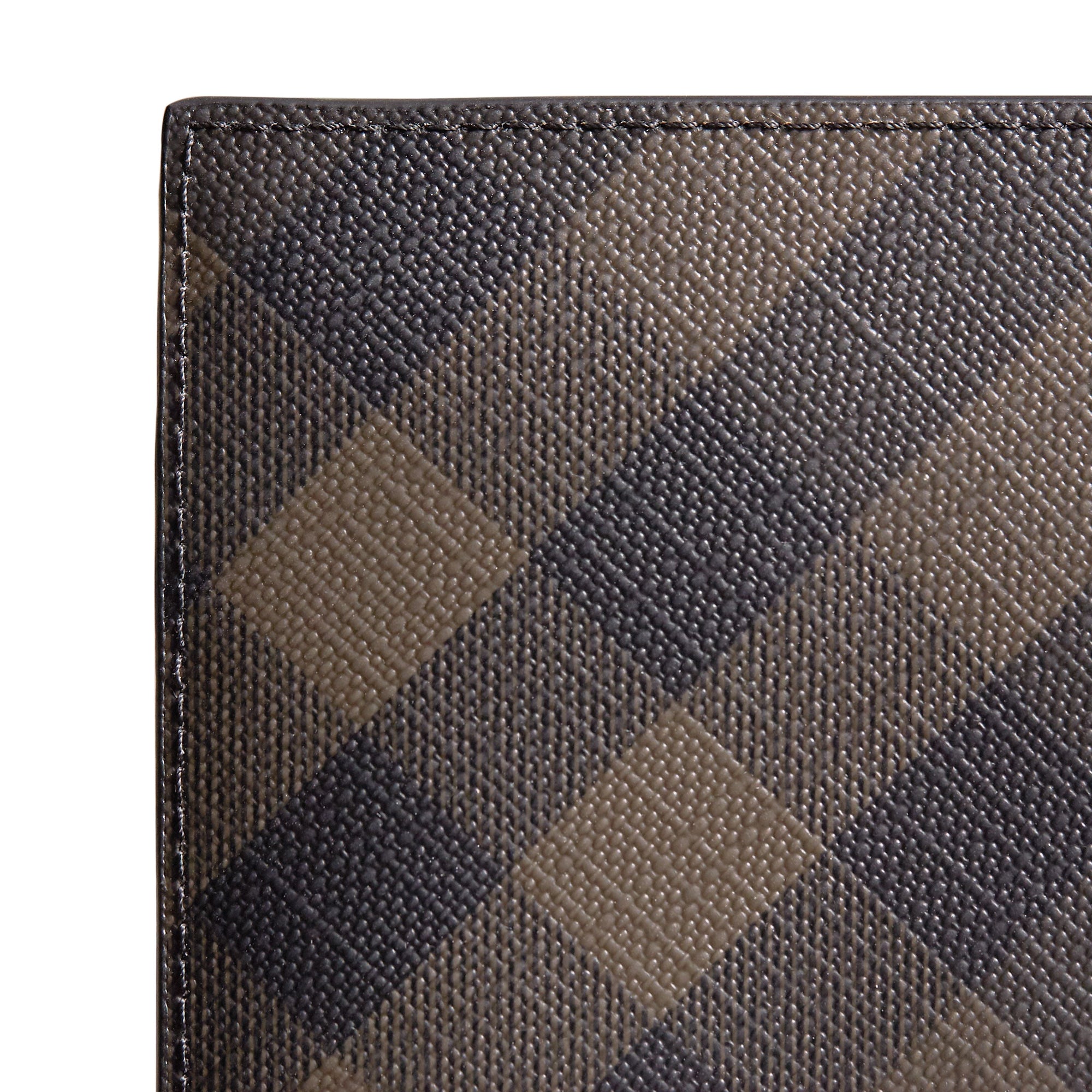 Portefeuille à rabat en cuir et tissu - Chocolate & Black