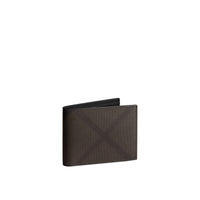Portefeuille à rabat en cuir et tissu - Chocolate & Black