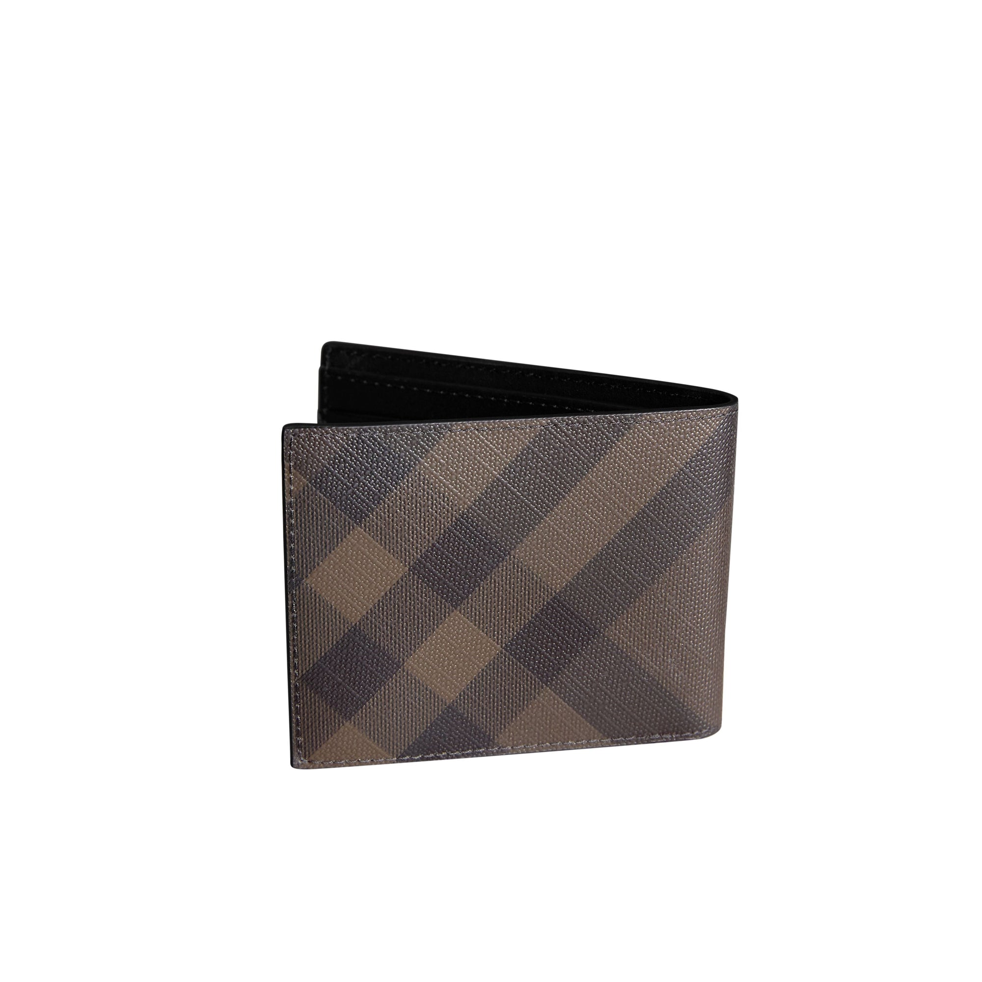 Portefeuille à rabat en cuir et tissu - Chocolate & Black