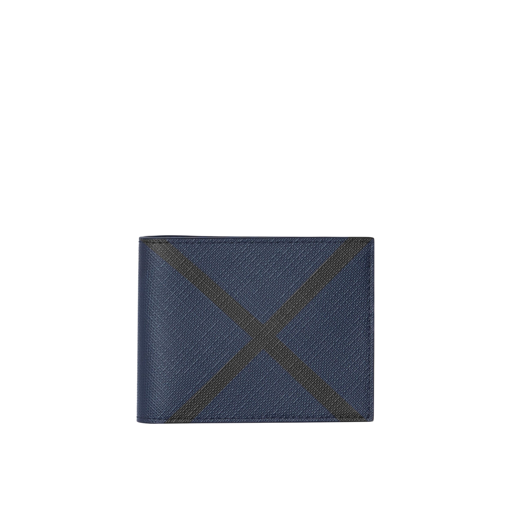 Portefeuille à rabat en cuir - Navy & Black