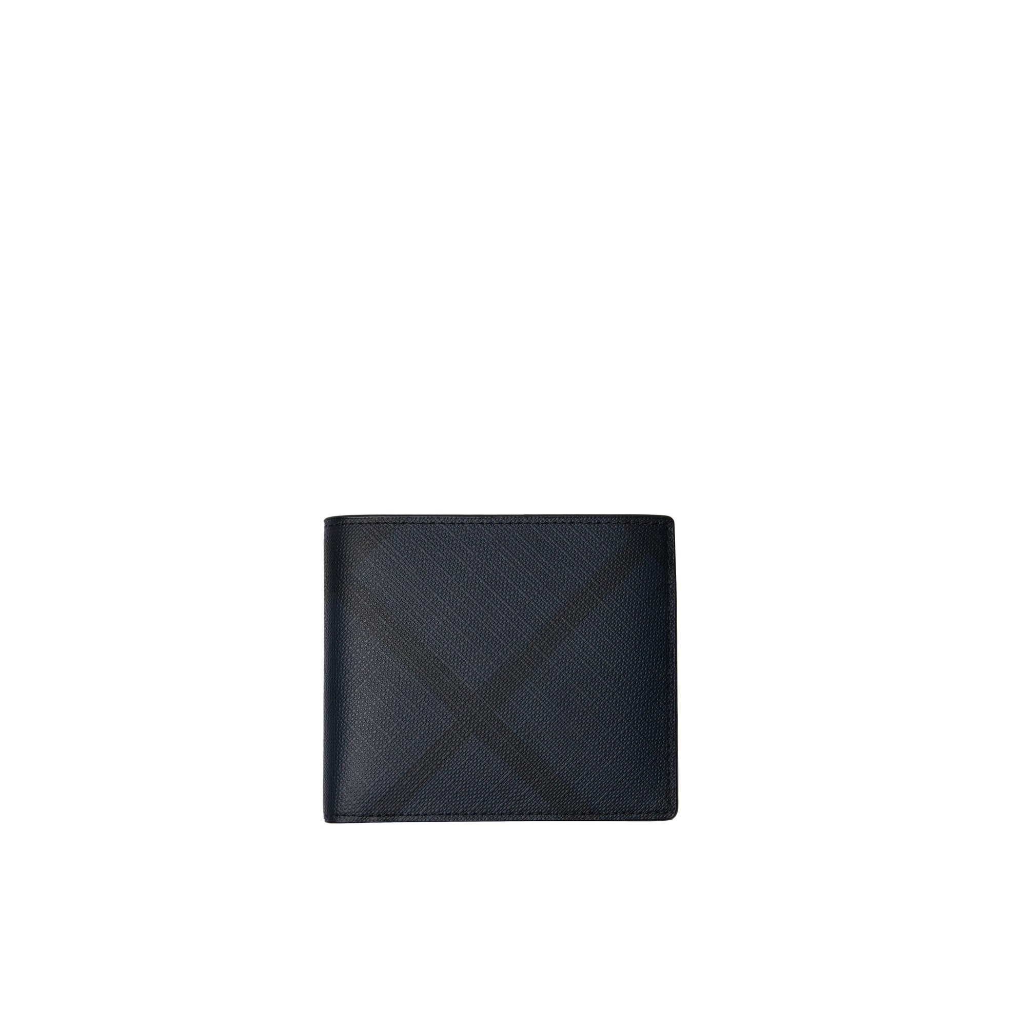 Portefeuille à rabat multidevise en tissu London check - Navy & Black