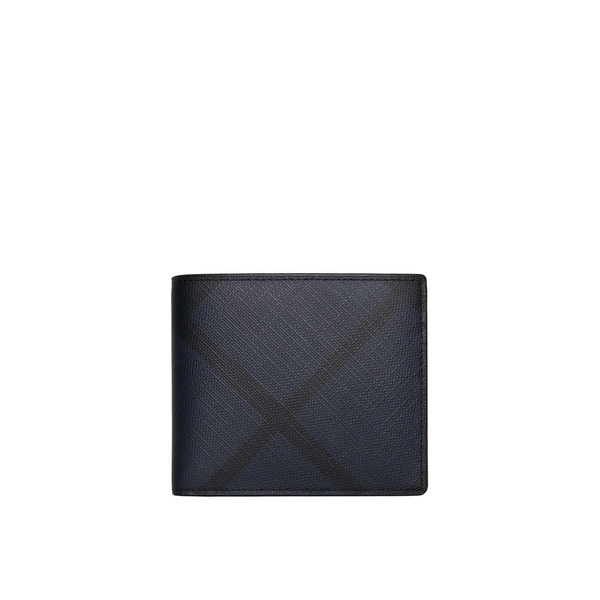 Portefeuille à rabat multidevise en tissu London check - Navy & Black